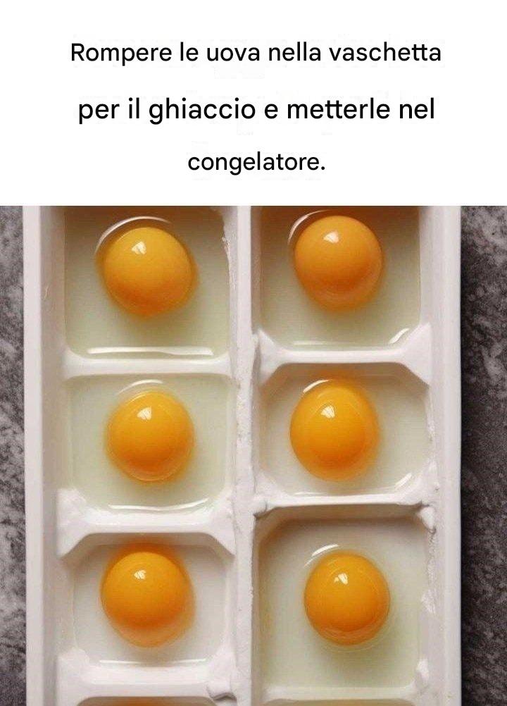 Rompi le uova nella teglia per cubetti di ghiaccio e mettila nel freezer. Ecco perché