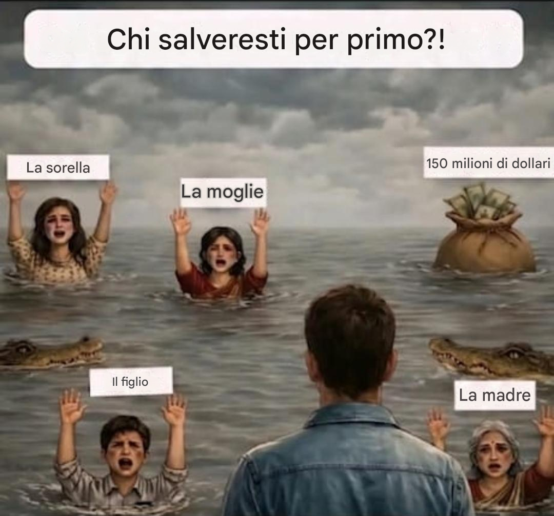 Immaginate di trovarvi in ​​questa situazione estrema. Chi salvereste per primo?