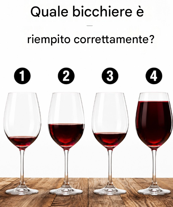 Quale bicchiere è riempito correttamente?