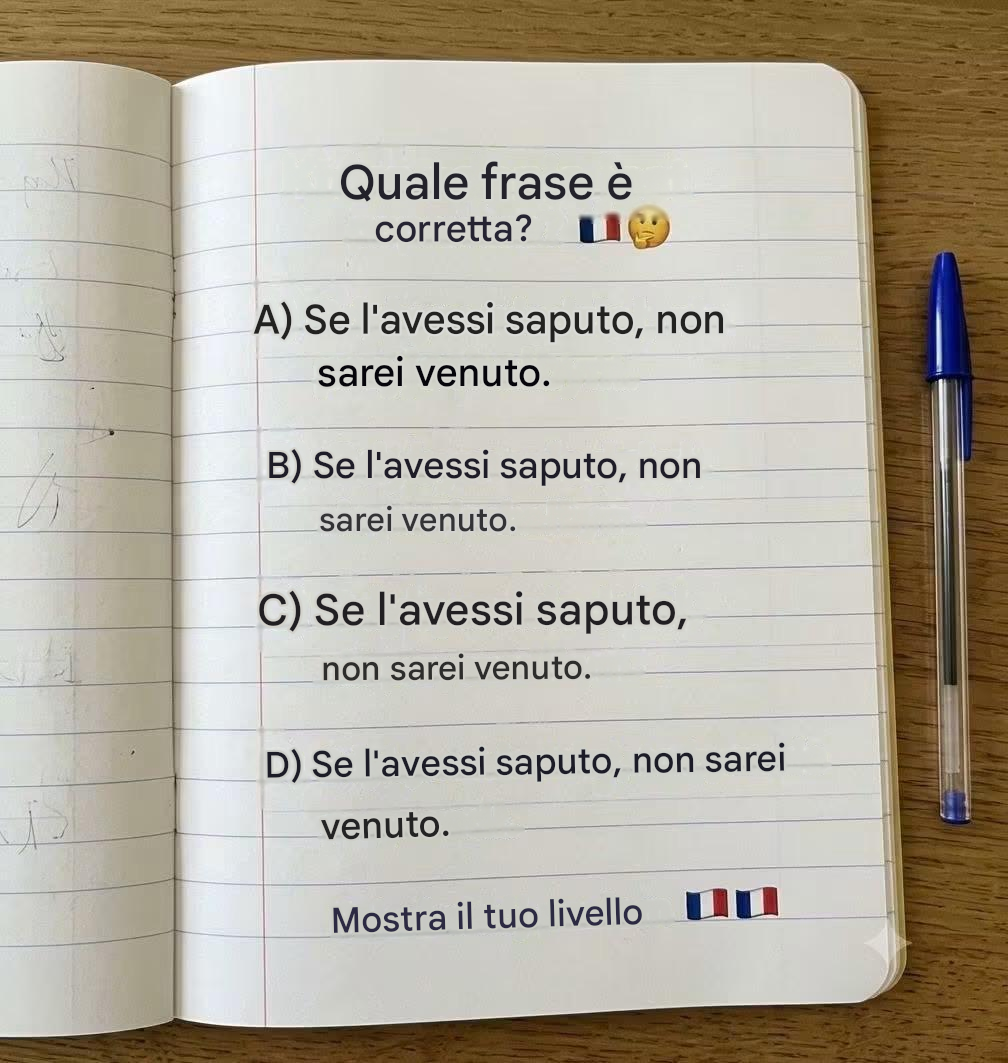 Quale frase è corretta? Scopri la regola e metti alla prova il tuo livello! Clicca sul link per vedere la soluzione 👇