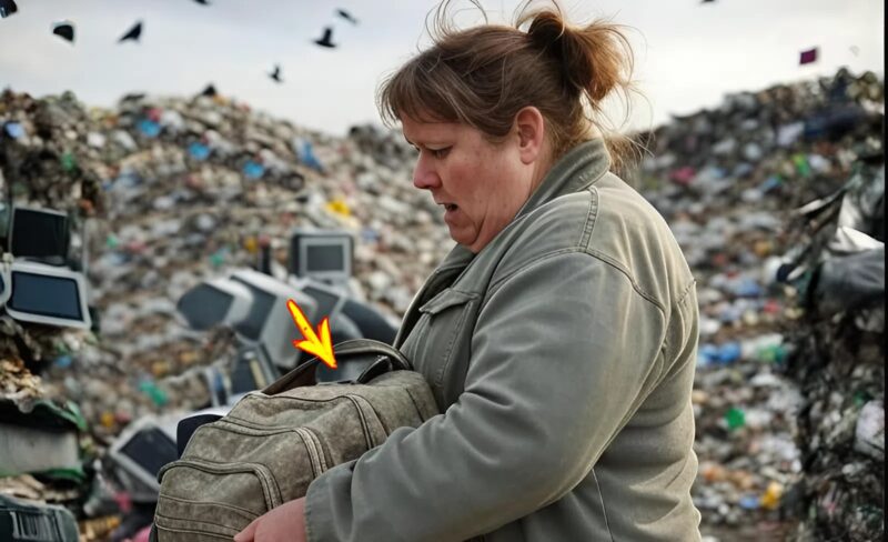 Una giovane vedova raccolse uno zaino gettato da una macchina di lusso vicino alla discarica—quando lo aprì, rimase senza parole